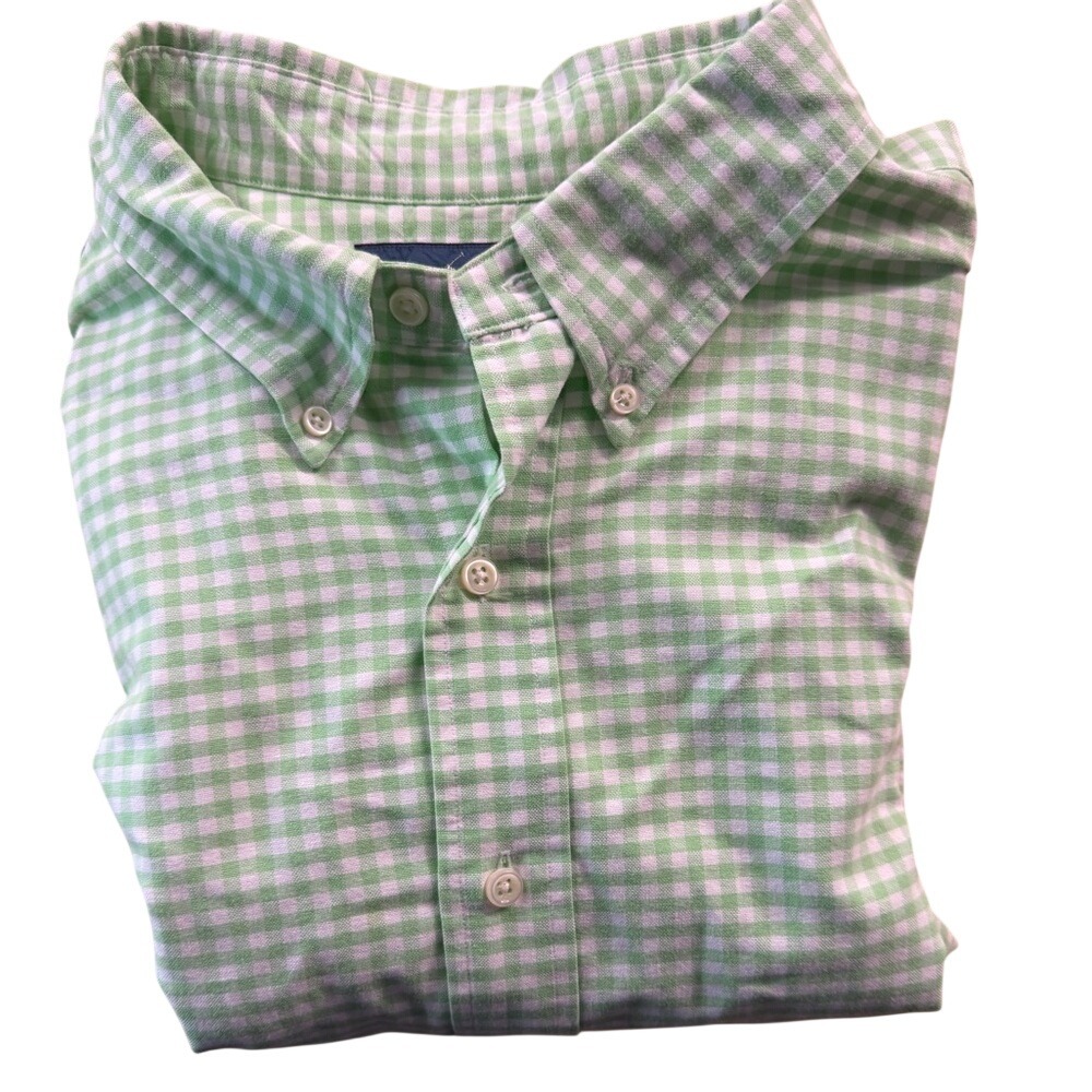 Ralph Lauren Green and White Gingham Button-Down Shirt